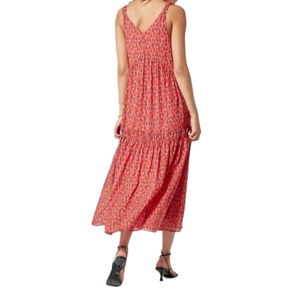 Joie Bondi Tiered Sundress Maxi Midi Dress red cheetah print 100% cotton - Picture 8 of 10